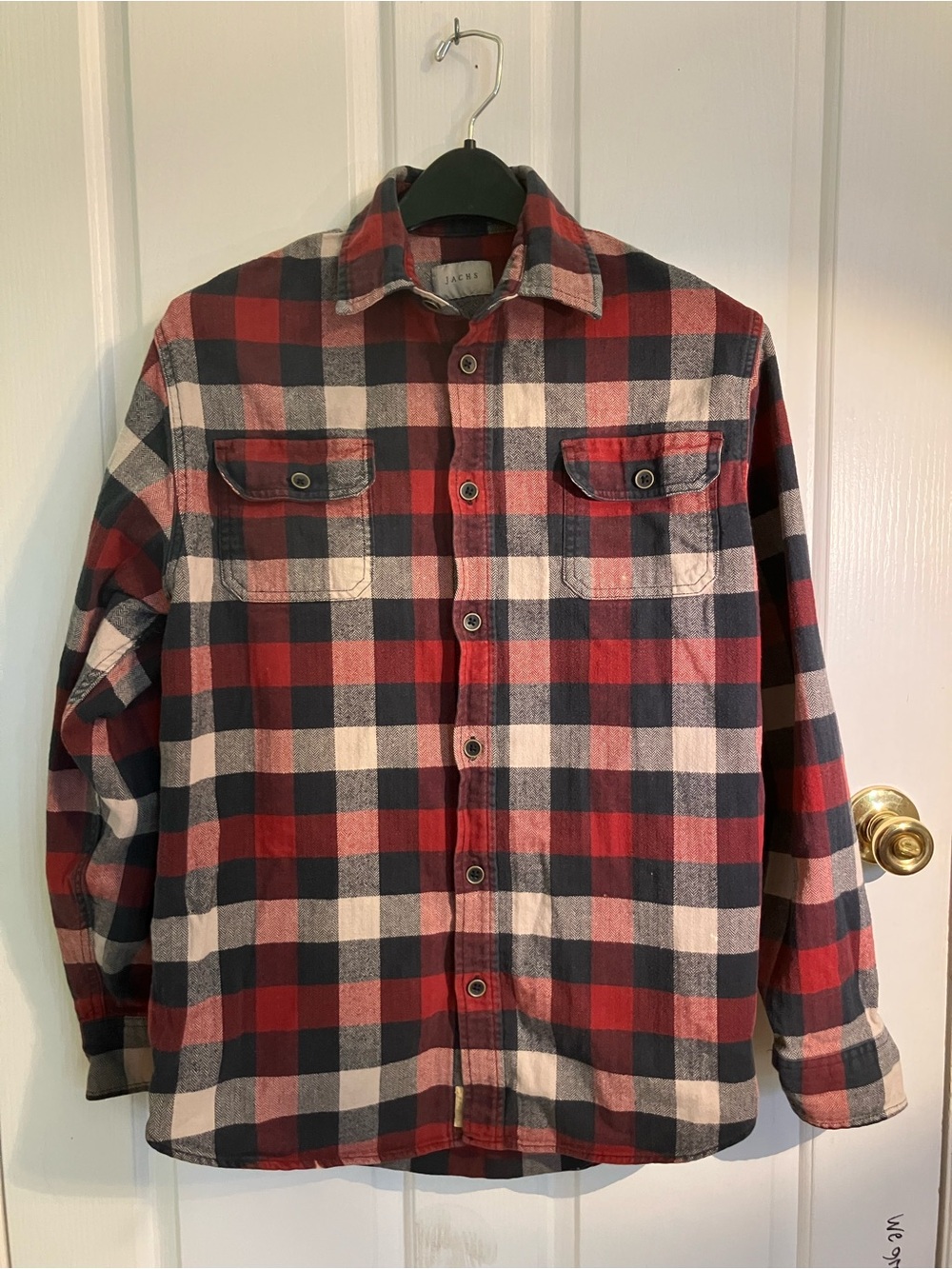 Jachs Red, Navy and Cream Plaid Button-Down Shirt